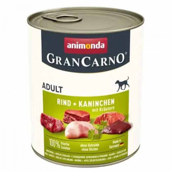 Animonda Gran Carno Adult Beef & Rabbit with Herbs Консервований корм з яловичиною, кроликом та травами для дорослих собак фото
