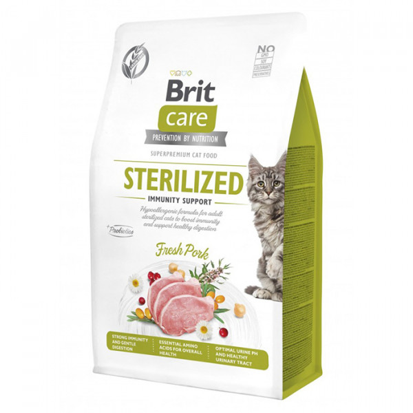 Brit Care Sterilized Immunity Support Сухий корм для стерилізованих кішок зі свининою фото