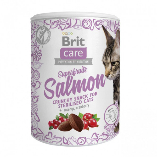 Brit Care Snack Superfruits Salmon Ласощі для стерилізованих кішок з лососем, шипшиною та журавлиною фото