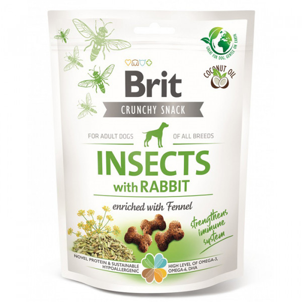 Brit Care Crunchy Snack Adult Dog Insects with Rabbit Ласощі для імунітету собак, з комахами, кроликом і фенхелем фото