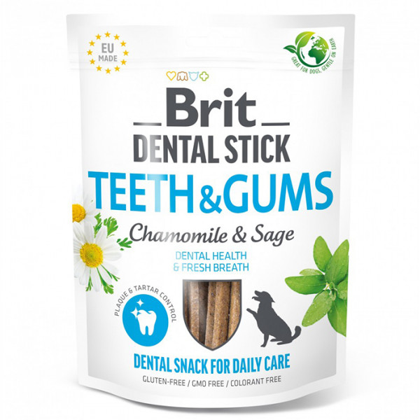 Brit Care Dental Stick Teeth & Gums Лакомство для здоровья десен и зубов у собак, с ромашкой и шалфеем фото