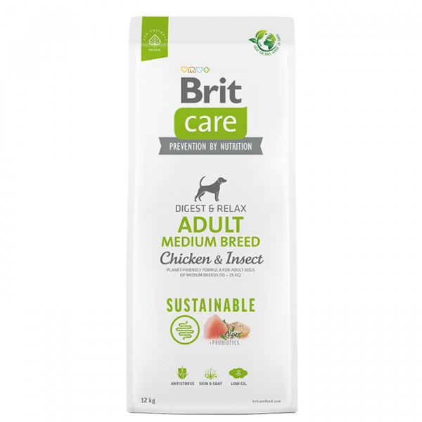Brit Care Dog Sustainable Adult Medium Breed Сухой корм с курицей и насекомыми для взрослых собак средних пород фото