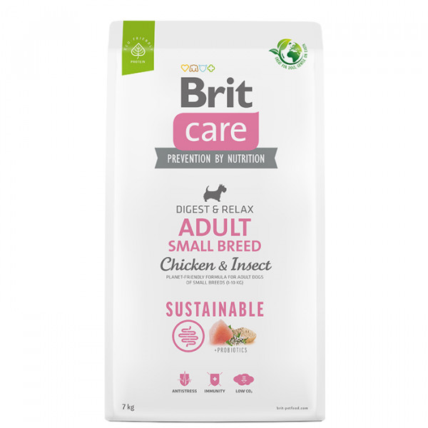 Brit Care Dog Sustainable Adult Small Breed Сухой корм с курицей и насекомыми для взрослых собак малых пород фото