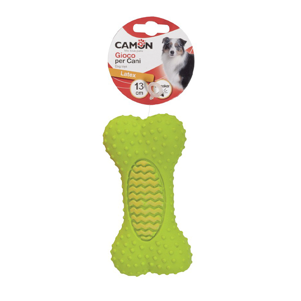 Camon Latex toy with squeaker - Bone with tips Латексна кістка-піщалка з шипами фото