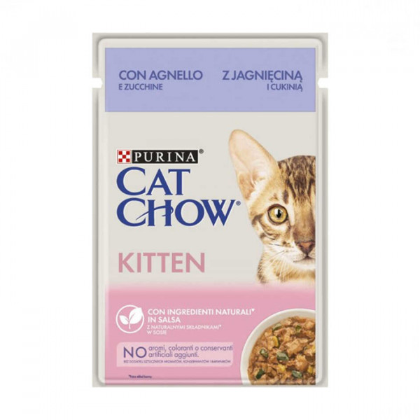 Cat Chow Kitten шматочки в желе з ягням і цукіні фото