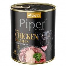Dolina Noteci Piper Chicken Hearts Консервированный корм для взрослых собак с куриными сердечками и шпинатом