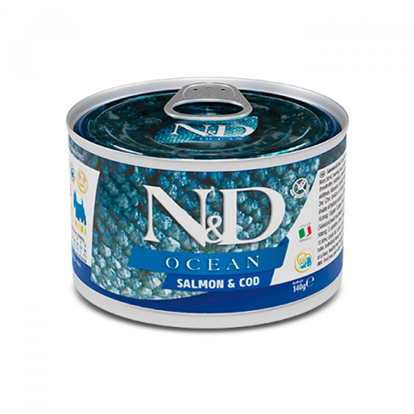 Farmina N&D Grain Free Ocean Salmon & Cod Adult Mini Беззерновий консервований корм для собак дрібних порід з лососем і тріскою фото
