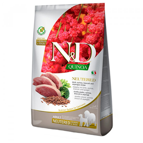 Farmina N&D Quinoa Neutered Adult Medium & Maxi Сухий корм для стерилізованих собак середніх та великих порід з качкою, кіноа, броколі та спаржею фото
