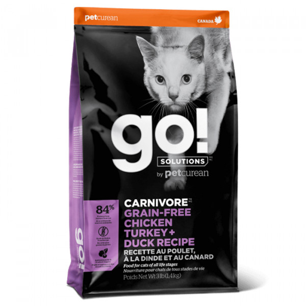 GO! Solutions Carnivore: Fit+Free Grain Free Chicken, Turkey, Duck Recipe for Cat Сухой корм для кошек с курицей, индейкой и уткой фото