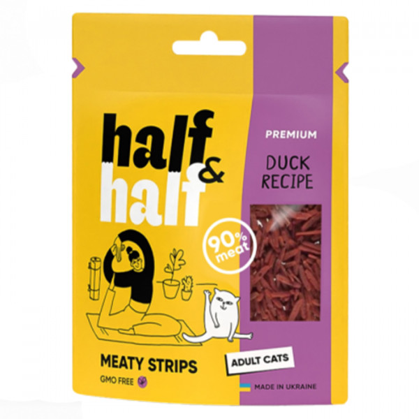 Half & Half Meaty Strips Duck Recipe Adult Cats Ласощі для котів з качкою фото