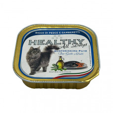 Healthy alldays cat pate’ rich in fish with shrimps консерва для котів з рибою та креветками (паштет) 100 г