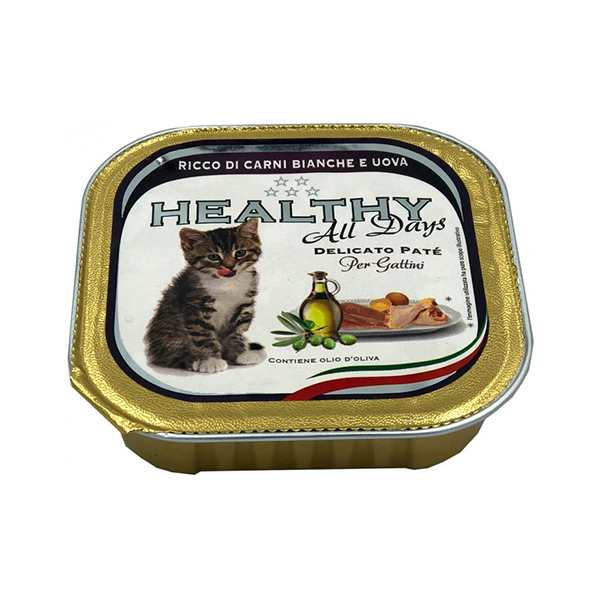 Healthy alldays cat pate’ rich in white meat with eggs kitten консерва для кошенят з білим м'ясом та яйцями (паштет) 100 г фото