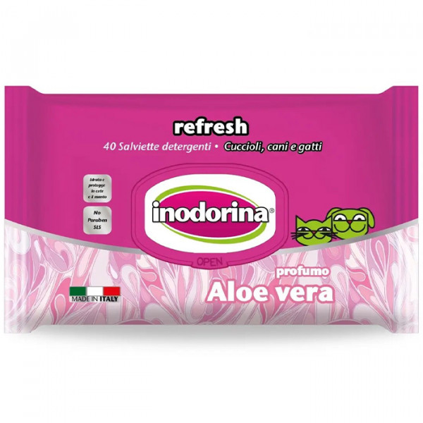 Inodorina Refresh Wipes For Dogs and Cats Aloe vera Салфетки для собак и кошек с алоэ вера фото
