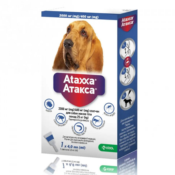 Ataxxa Spot-On капли на холку от блох и клещей для собак весом более 25 кг фото