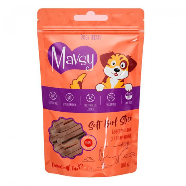 Mavsy Soft Beef Slice for dogs Лакомство для собак с говядиной фото