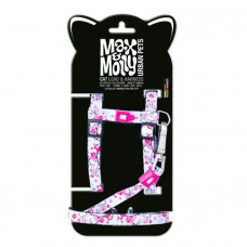 Max & Molly Cat Harness/Leash Set Cherry Bloom Набір шлейки та повідця для котів, малюнок "Квітуча вишня"