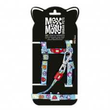 Max & Molly Cat Harness/Leash Set Little Monster Набір шлейки та повідця для котів, малюнок "Маленькі монстри"