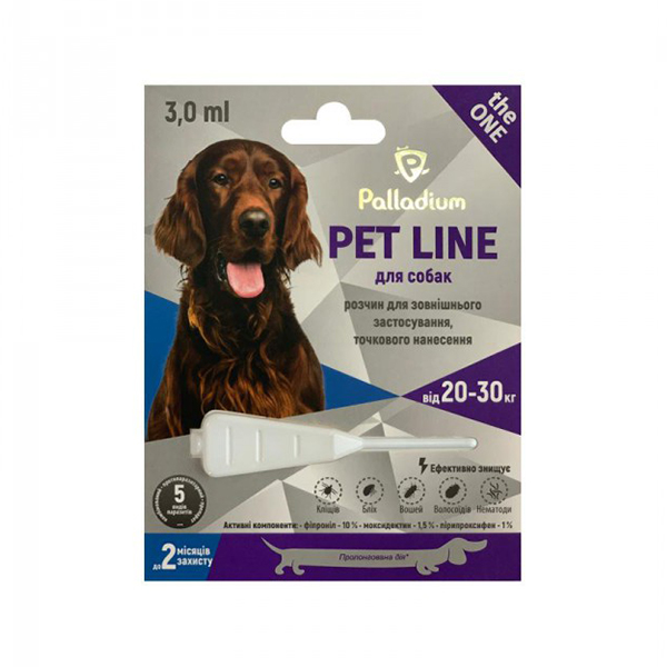 Palladium Pet Line The One Dog Противопаразитарные капли на холку от блох, клещей и гельминтов для собак весом 20-30 кг фото