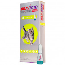 Bravecto Plus (Бравекто Плюс) Протипаразитарні краплі на холку від бліх, кліщів та глистів для котів вагою 1,2 - 2,8 кг