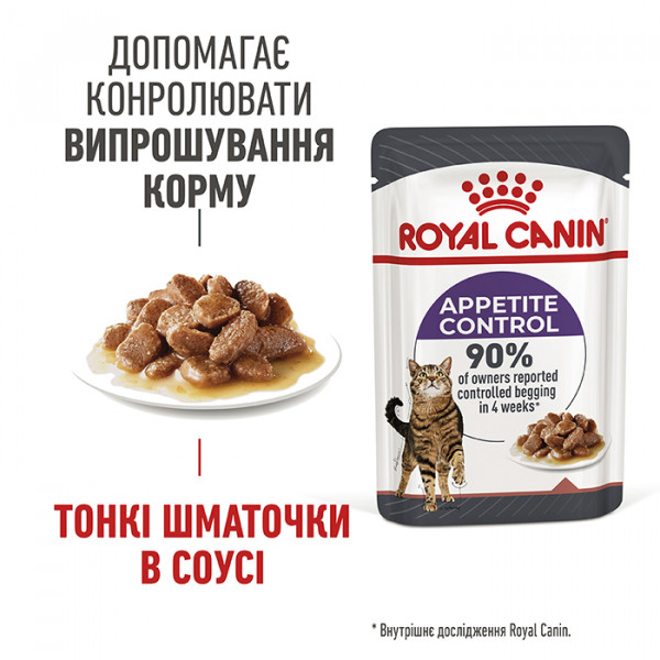 Royal Canin Appetite Control in Gravy консерва для взрослых кошек предрасположенных к набору лишнего веса (кусочки в соусе) фото