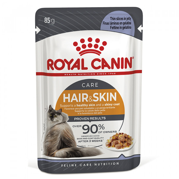 Royal Canin Hair&Skin Care  in Jelly консерва для котов для красивой кожи и шерсти ( кусочки в желе) фото
