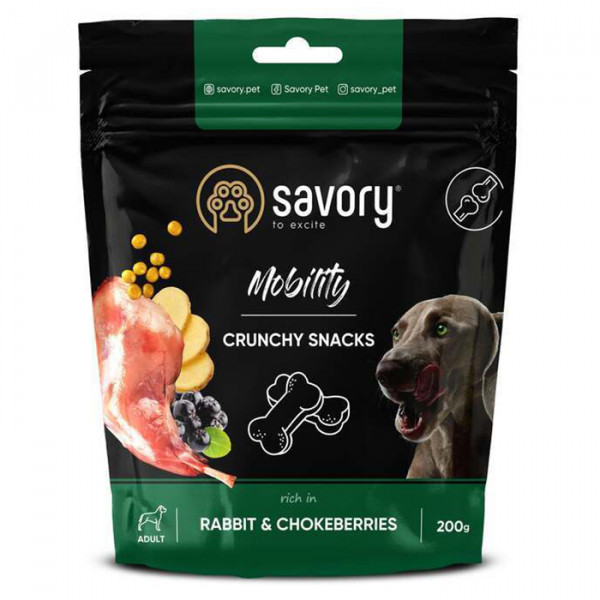 Savory Crunchy Snacks Mobility Rabbit & Blackberry З кролем та чорноплідною горобиною для здоров'я кісток та суглобів собак фото