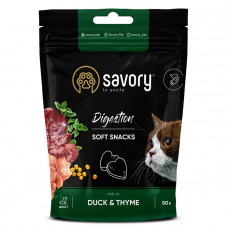 Savory Digestion Soft Snack Duck & Thyme М'які ласощі з качкою та чебрецем для покращення травлення кішок