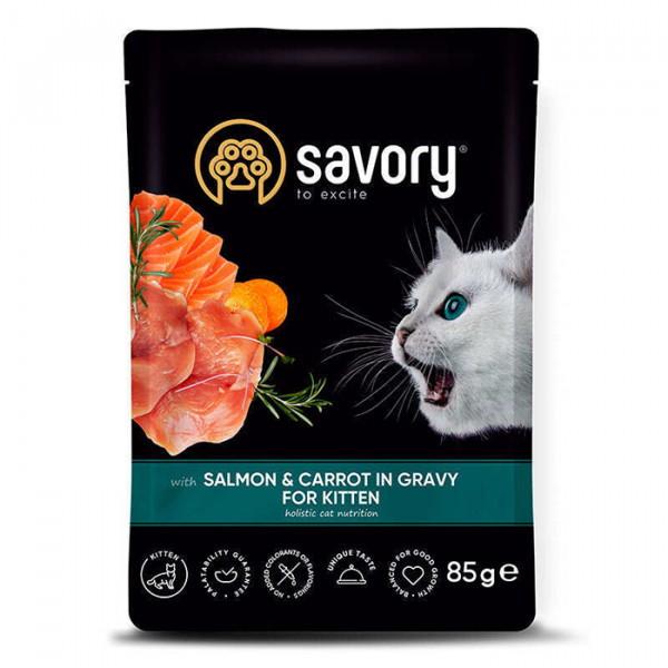 Savory Salmon & Carrot in Gravy for Kitten Консервированный корм с лососем для котят фото