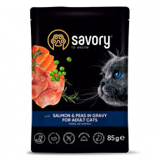 Savory Salmon & Peas in Gravy for Adult Cats Консервированный корм с лососем для взрослых котов