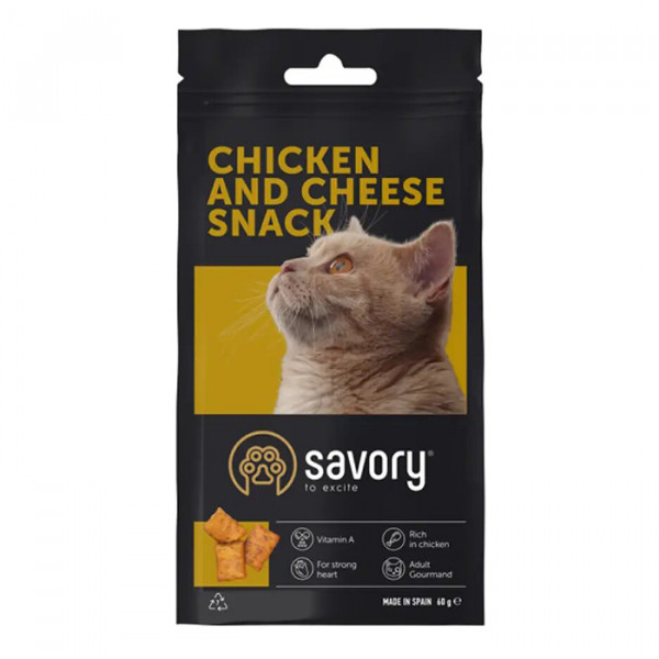 Savory Snack Chicken & Cheese Хрумкі подушечки з куркою та сиром для вибагливих кішок фото