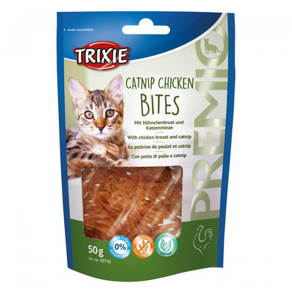 Trixie Premio Catnip Chicken Bites Лакомство для кошек, с куриным филе и кошачьей мятой фото