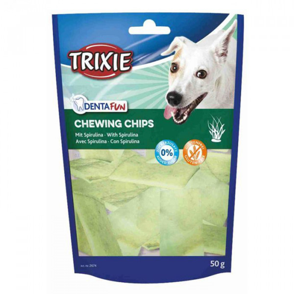 Trixie Denta Fun Chewing Chips Чипсы со спирулиной для чистки зубов собак фото