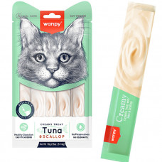 Wanpy Creamy Lickable Treats Tuna & Scallop Кремові ласощі з тунцем і морським гребінцем для котів