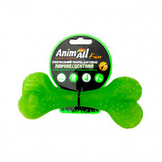 AnimAll Іграшка Fun кістка для собак, люмінесцентна, 15 см, зелена