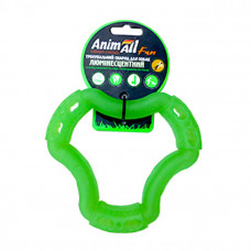 AnimAll Игрушка Fun кольцо 6 сторон для собак, люминесцентная, 15 см, зеленая