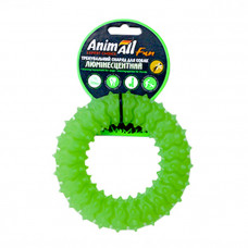 AnimAll Игрушка Fun кольцо с шипами для собак, люминесцентная, 12 см, зеленая