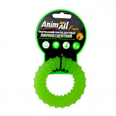 AnimAll Игрушка Fun кольцо с шипами для собак, люминесцентная, 9 см, зеленая