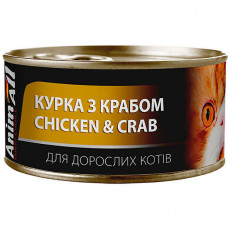 AnimAll Chicken & Crab for Adult Cats Консервированный корм с курицей и крабом для взрослых котов