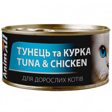 AnimAll Tuna & Chicken for Adult Cats Консервований корм з тунцем та куркою для дорослих котів фото