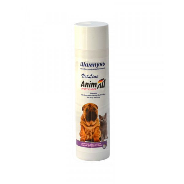 AnimAll VetLine шампунь с хлоргексидином и кетоконазолом для собак и кошек фото