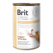 Brit Veterinary Diet Dog Hepatic Лечебный влажный корм для собак, для поддержки работы печени, индейка и горошек