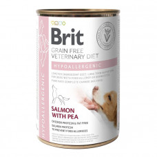 Brit Veterinary Diet Dog Hypoallergenic Лечебный влажный корм для собак с пищевой аллергией или непереносимостью, с лососем и горошком