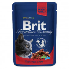 Brit Premium Cat Beef Stew & Peas консерва для котів з тушкованою яловичиною та горошком в апетитній підливі