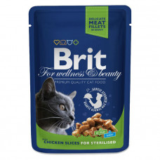 Brit Premium Cat Chicken Slices for Sterilised консерва для стерилізованих котів з куркою в апетитній підливі