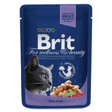 Brit Premium Cat Cod Fish консерва для дорослих кішок з тріскою в апетитній підливі фото