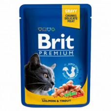 Brit Premium Cat Salmon & Trout консерва для дорослих кішок з лососем і фореллю в апетитній підливі