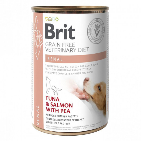 Brit Veterinary Diet Dog Renal Лечебный влажный корм для собак, при хронической почечной недостаточности, с тунцом, лососем и горошком фото