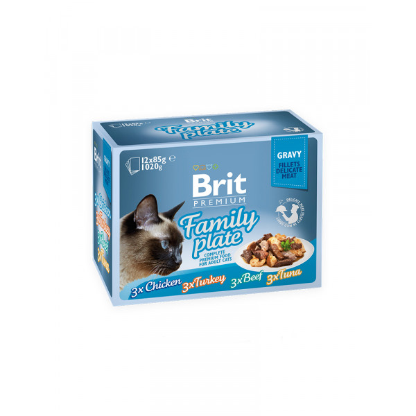 Brit Premium Cat Набор паучей семейная тарелка в соусе (12*85 гр) фото