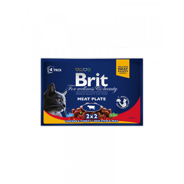 Brit Premium Cat Набор паучей 4шт х 100g мясная тарелка фото