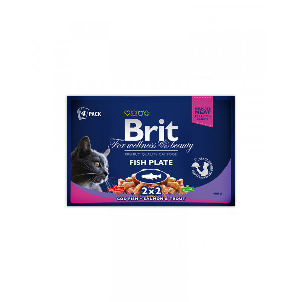 Brit Premium Cat Набор паучей рыбная тарелка( 4шт х 100g)  фото